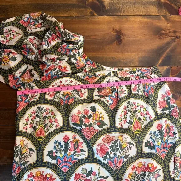 RHODE Floral Printed One Shoulder Shift Tent Dress Cotton Resort Women's Large - Picture 11 of 14